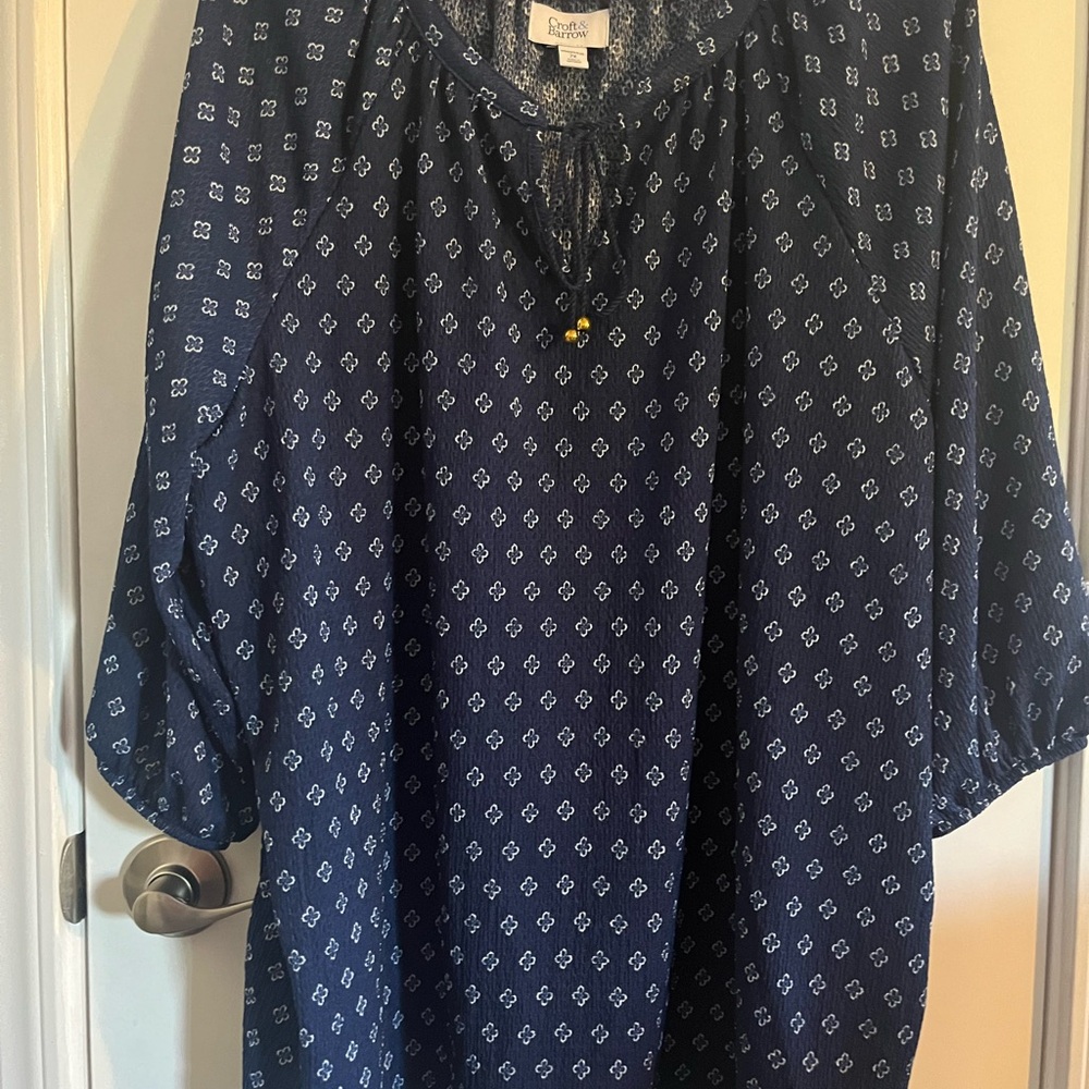 Croft & Barrow Navy Geometric Women's Tunic plus size 2x nwt
